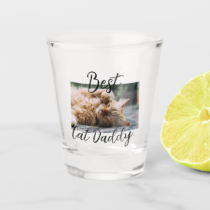 Best cat Daddy parents pet photo dad mom simple  Shot Glass