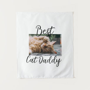 Best cat Daddy parents pet photo dad mom simple  Tapestry