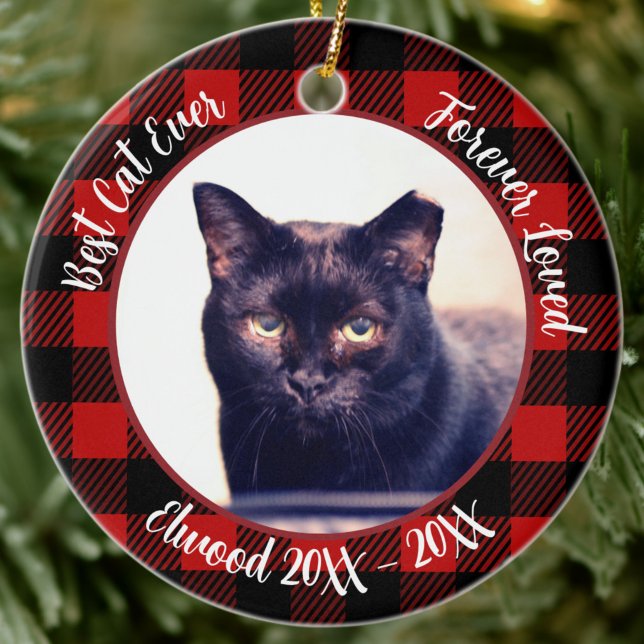 Best Cat Ever Custom Name Christmas Pet Gift  Ceramic Tree Decoration (Creator Uploaded)