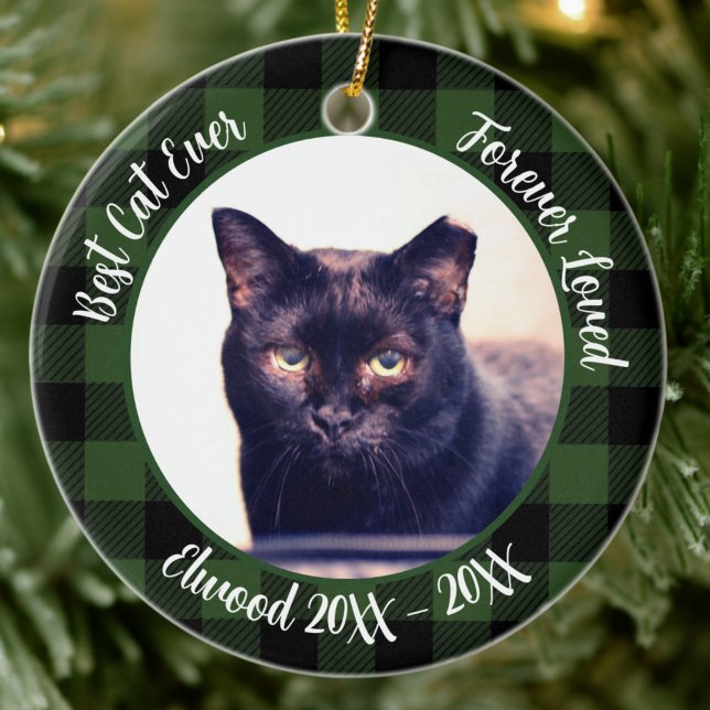 Best Cat Ever Custom Name Christmas Pet Gift  Ceramic Tree Decoration (Creator Uploaded)