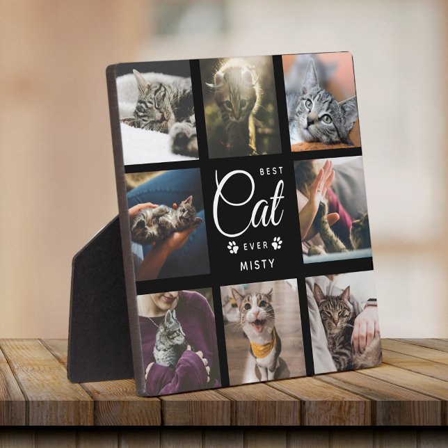 Best Cat Ever Memorial Gift Modern Photo Collage Plaque (Creator Uploaded)