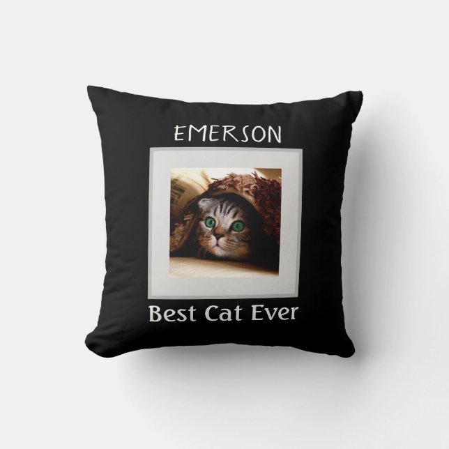 Best Cat Ever Personalised Pet Photo Name Custom Cushion (Front)