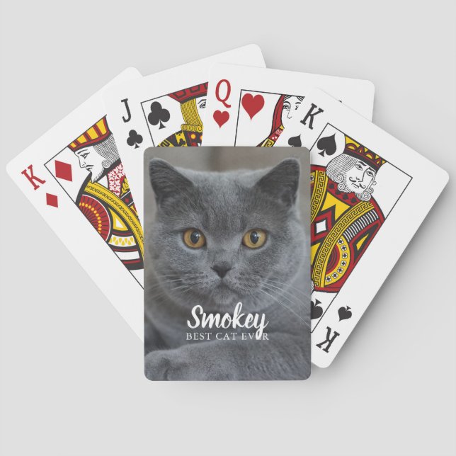 "Best Cat Ever" Pet Photo Personalised Playing Cards (Back)