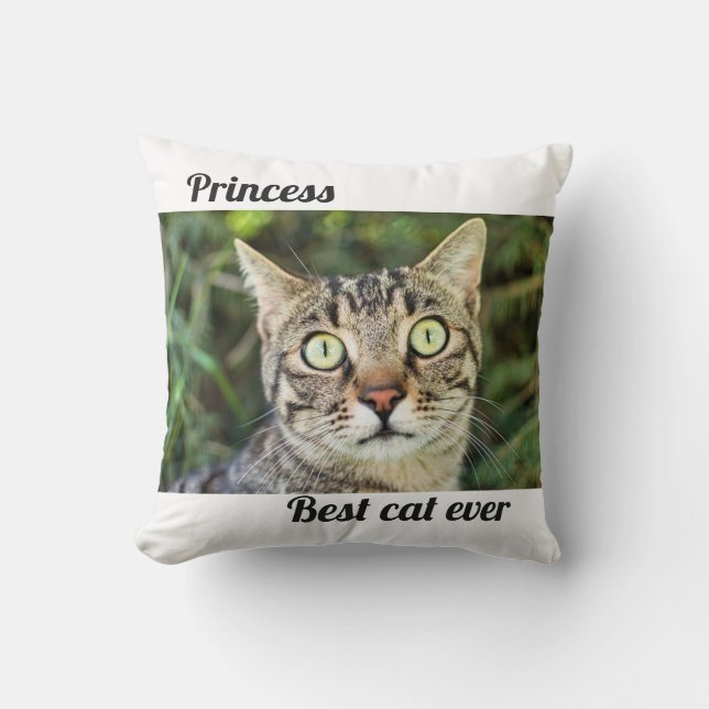 Best cat ever with photo cute personalised photo cushion (Front)