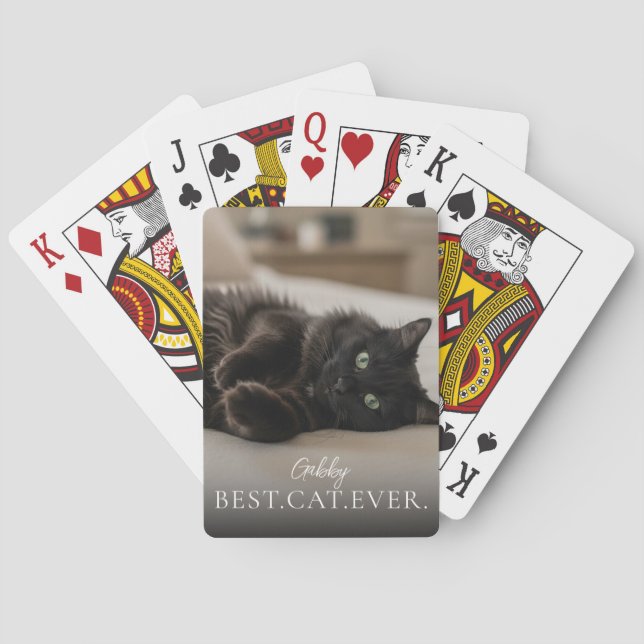 Best Cat Ever Your Pet Name And Photo  Playing Cards (Back)