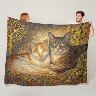 Best Cat Friends Klimt-inspired Fleece Blanket