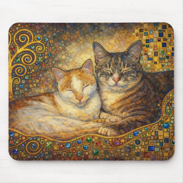 Best Cat Friends Klimt-inspired Mouse Mat (Front)