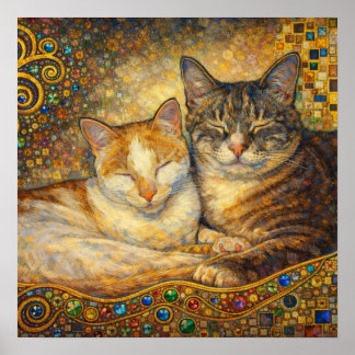 Best Cat Friends Klimt-inspired Poster