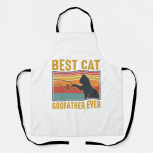 Best Cat Godfather Ever Vintage Cat Vector Design_ Apron
