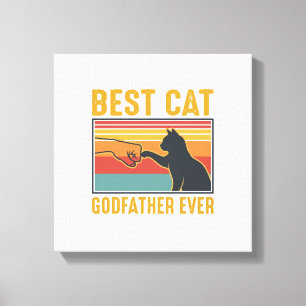 Best Cat Godfather Ever Vintage Cat Vector Design_ Canvas Print