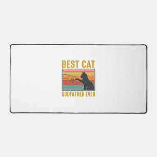 Best Cat Godfather Ever Vintage Cat Vector Design_ Desk Mat
