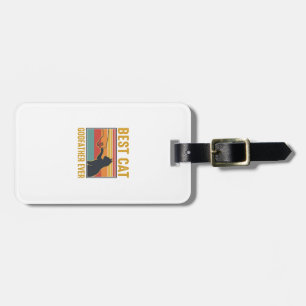 Best Cat Godfather Ever Vintage Cat Vector Design_ Luggage Tag