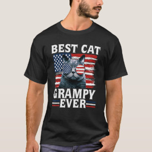 Best Cat Grampy Ever American Flag Patriotic 4th O T-Shirt