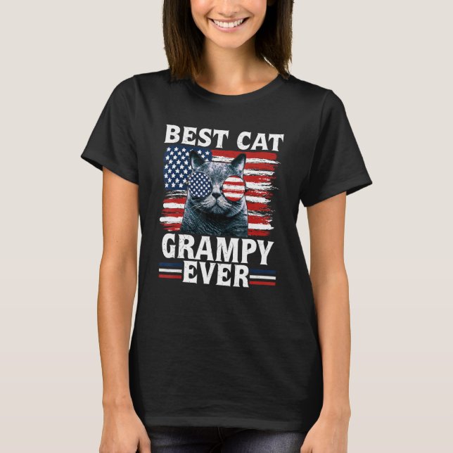 Best Cat Grampy Ever American Flag Patriotic 4th O T-Shirt (Front)