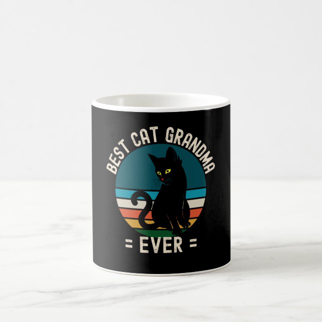 Best Cat Grandma Ever Funny Black Cat Coffee Mug (Center)