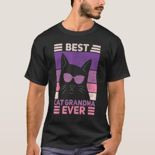 Best Cat Grandma Ever Women Cat Lover Funny Black T-Shirt