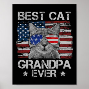 Best Cat Grandpa Ever American Flag Patriotic 4th Poster