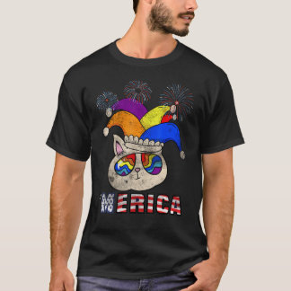 Best Cat Grandpa Ever American Flag Patriotic 4th  T-Shirt
