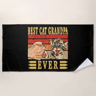 Best Cat Grandpa Ever, Cat Fathers Day Birthday Beach Towel