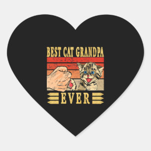 Best Cat Grandpa Ever, Cat Fathers Day Birthday Heart Sticker