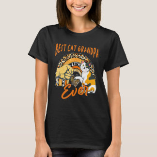 Best Cat Grandpa Ever  Cat Leopard Rainbow Father' T-Shirt