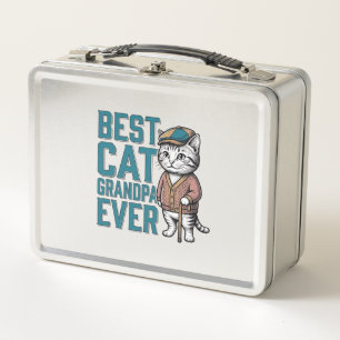 Best Cat Grandpa Ever Vintage Cat Grandpa Shirt De Metal Lunch Box