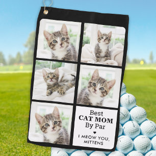 Best CAT MOM By Par - Personalised 5 Photo Collage Golf Towel