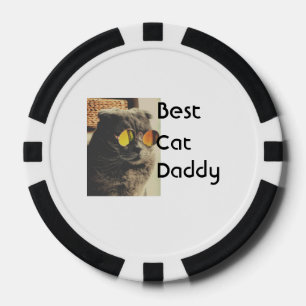 Best cat mom dad add cat photo name gift template poker chips