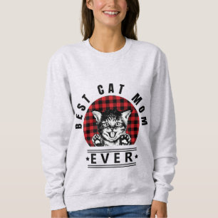 Best Cat Mom Ever Buffalo Check Sweatshirt