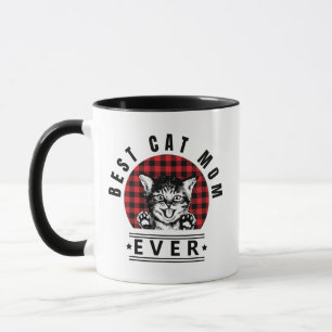 Best Cat Mom Ever Buffalo Plaid Mug