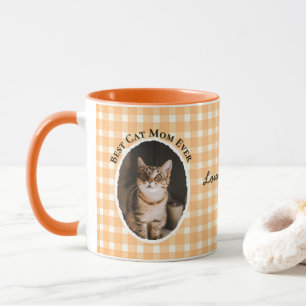 Best Cat Mom Ever Custom Funny Cute 2 Pet Photos  Mug