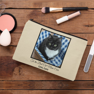 Best Cat Mom Ever Custom Photo and Text Accessory Pouch