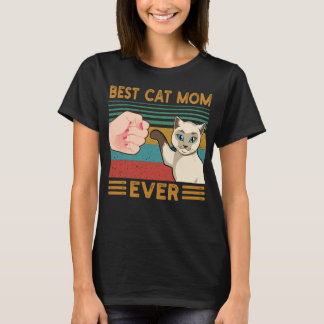 Best Cat Mom Ever Funny Vintage Siamese Cat Mom T-Shirt