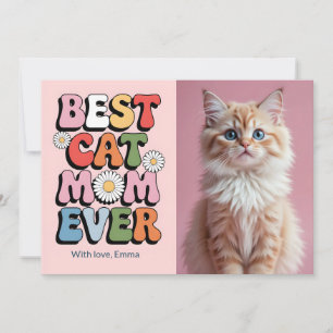 Best Cat Mom Ever Retro Mother's Day Card with Cut