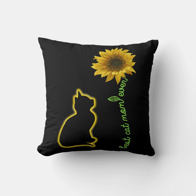 Best Cat Mom Ever Sunflower Feline Mother Cushion (Front)