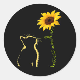Best Cat Mom Ever Sunflower Mother's Day Gifts T-S Classic Round Sticker