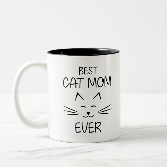 BEST CAT MOM EVER Two-Tone COFFEE MUG (Left)