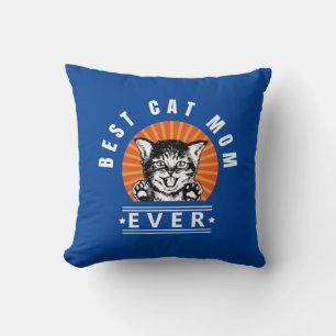 Best Cat Mom Ever Vintage Sunburst Cushion