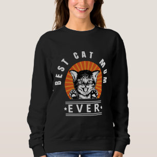 Best Cat Mom Ever Vintage Sunburst Sweatshirt