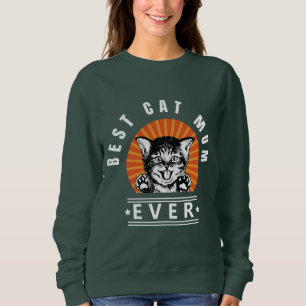 Best Cat Mom Ever Vintage Sunburst Sweatshirt