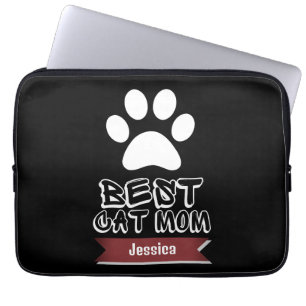 best cat mom, mommy mother mama personalize name laptop sleeve