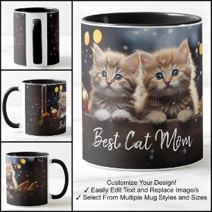 Best Cat Mom One Photo Template With Fancy Text  Mug