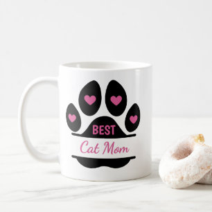 Best Cat Mom Paw Print Coffee Mug