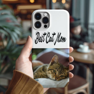 Best Cat Mom Photo Black text iPhone 13 Case