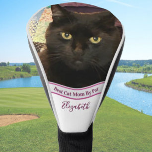 Best cat mom photo template golfer gift custom  golf head cover