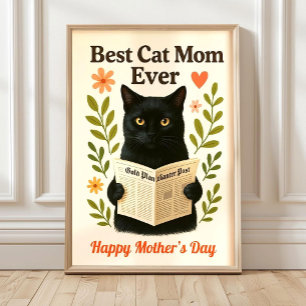 Best Cat Mom Print or Card, Cute Kitten Mum Poster
