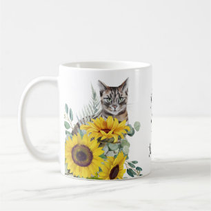 Best Cat Mom Sunflower Coffee Mug
