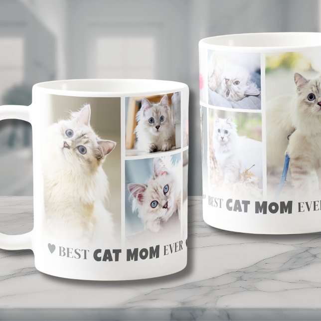 Best Cat Mum 8 Photo Collage Coffee Mug (Best Cat Mom Ever 8 Photo Collage Coffee Mug)