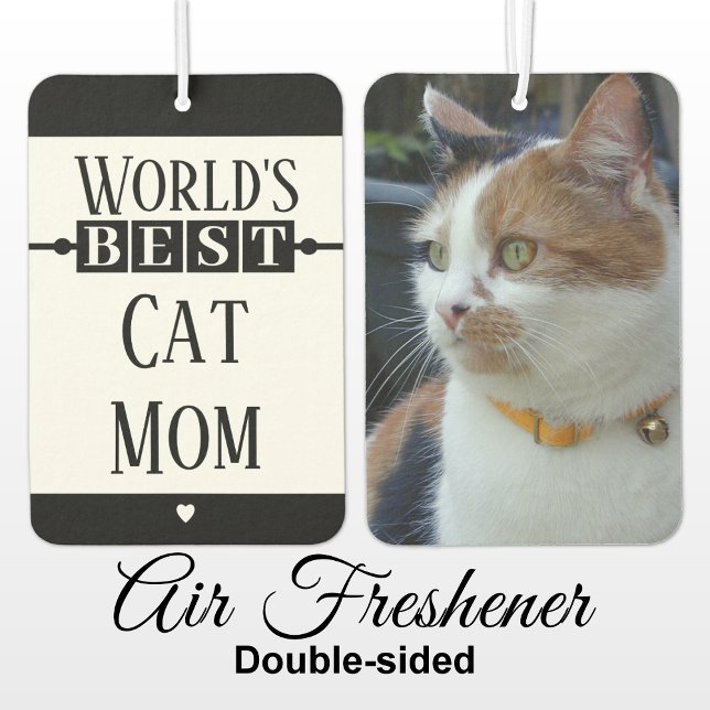 Best cat mum add photo black car air freshener (Creator Uploaded)