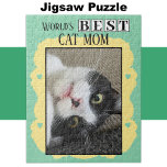 Best cat mum add photo green yellow jigsaw puzzle<br><div class="desc">Celebrate the purr-fect cat mum in your life with this charming jigsaw puzzle! This thoughtful gift is ideal for any animal lover, featuring an adorable custom design that showcases her love for her feline friend. Whether she's piecing together a memory of her favourite kitty moment or simply enjoying some relaxing...</div>